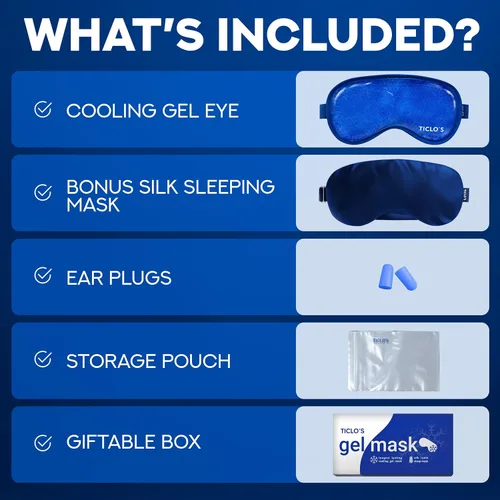 Miniatura 7 de Ticlo's - Máscara de ojos refrescante para ojos hinchados - Caja lista para regalo - Máscara de gel para dormir, compresa fría para círculos