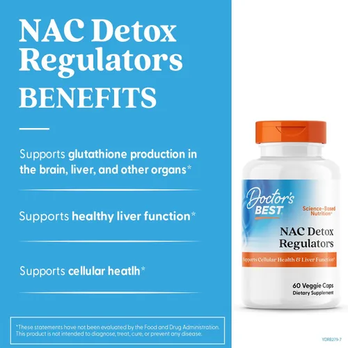 Miniatura 4 de Doctor's Best NAC Reguladores de desintoxicación con Seleno Excell, sin OMG, vegetarianos, sin gluten, sin soja, 60 cápsulas vegetales