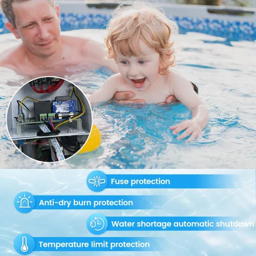 Miniatura 4 de Calentador eléctrico de piscina para piscinas enterradas y sobre el suelo, 11 kW, 220 V, calentadores de bañera de hidromasaje con pantalla táctil