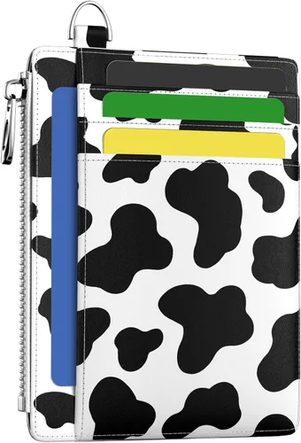 Miniatura 37 de Hancynir Cartera delgada para mujer con soporte para tarjetas de crédito RFID, pequeña mini funda para tarjetas con bolsillo frontal de PU, cartera
