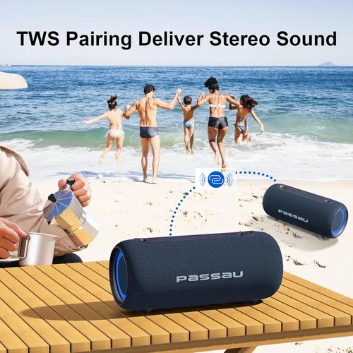 Miniatura 5 de Passau - Altavoces Bluetooth portátiles de 40 W de potencia máxima, sonido estéreo fuerte, radiadores pasivos, graves profundos, reproducción todo
