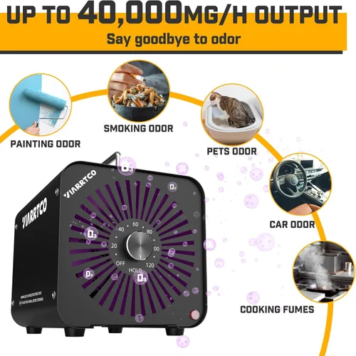 Miniatura 2 de Generador de máquina de ozono 40,000 mg/h 8000 pies cuadrados Eliminación de olores de máquina de ozono para el hogar y el automóvil