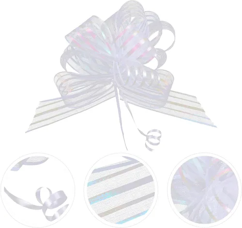 Miniatura 8 de EXCEART 20 lazos de regalo de organza grandes para envolver regalos, cinta blanca para Navidad, vacaciones, cumpleaños, boda, regalo, floristería