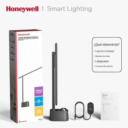 Miniatura 6 de Lámpara de escritorio Honeywell Sunturalux™ LED con puertos de carga USB HWT-H01 - Lámpara de escritorio para cuidar los ojos regulable sin pasos