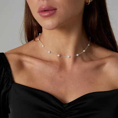Miniatura 2 de Delicado collar con colgante de perlas para mujer, chapado en oro de 14 quilates, elegante collar de perlas de agua dulce, collar de perlas con clip