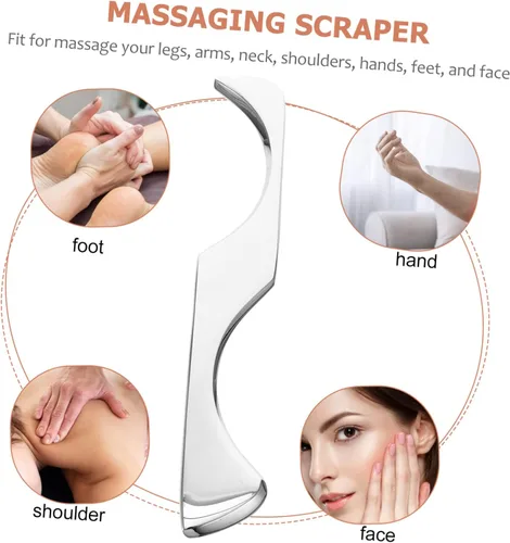 Miniatura 5 de FOMIYES Cuchillo para fascia de acero inoxidable, raspador de masaje, espátula facial, masajeador facial, raspador de masaje Guasha, herramientas
