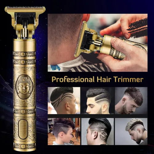 Miniatura 2 de Cortapelo para hombres, kit profesional recargable inalámbrico dorado con peines guía
