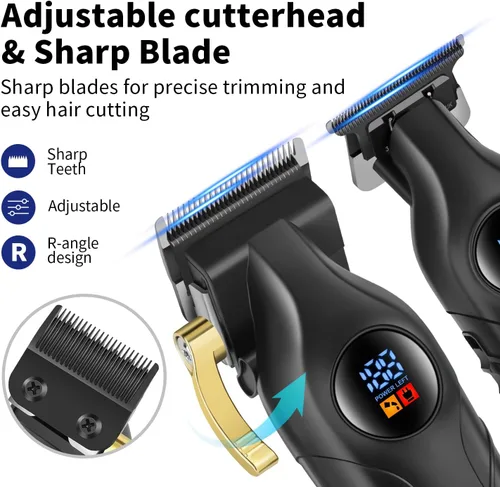Miniatura 2 de HIENA PRO Juego de cortapelos profesional y kit de recortadora para hombres, cortapelos de peluquería inalámbricos recargables para cortar