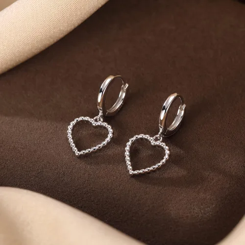Miniatura 5 de SLUYNZ Aretes de aro de plata de ley con forma de corazón para mujer, aretes de aro pequeños con forma de corazón