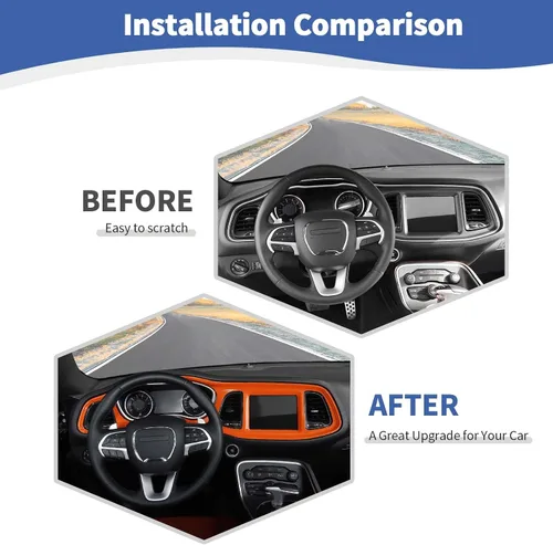 Miniatura 2 de RT-TCZ para Challenger Cubierta de Panel de Tablero de Consola Central Naranja para Dodge Challenger 2015-2023 Accesorios Interiores Naranjas 4