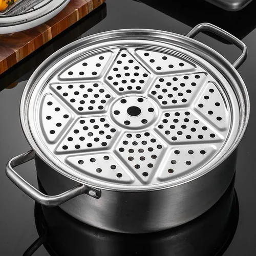 Miniatura 4 de Estante de vapor redondo de acero inoxidable de 11 pulgadas, estantes de olla a presión, bandeja de vapor para olla de cocina, tostada, pan
