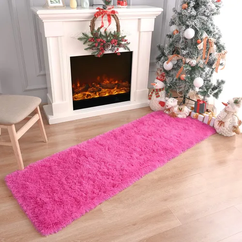 Miniatura 7 de Alfombra Corredor Suave de Pelo Largo para Dormitorio, 2 x 6 pies, alfombras esponjosas con parte inferior antideslizante para pasillo, junto a
