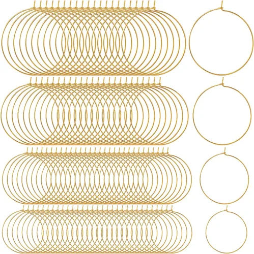 Miniatura 10 de OIIKI 280 aros de cuentas para aretes, 4 tamaños chapados en oro/plata, aros abiertos, anillos de metal para aretes, accesorios decorativos
