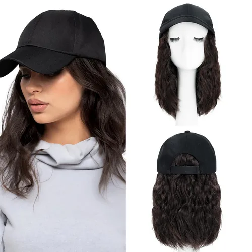 Miniatura 10 de SEGO Gorra de béisbol con extensiones de cabello para mujer, resistente al calor, sintético, 6 pulgadas, ajustable, corta, recta, peluca de repuesto