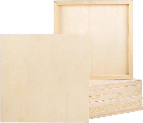 ADXCO Paquete de 8 paneles de madera 12 x 12 pulgadas, paneles de lienzo de madera sin terminar, paneles de madera para pintar, verter, uso
