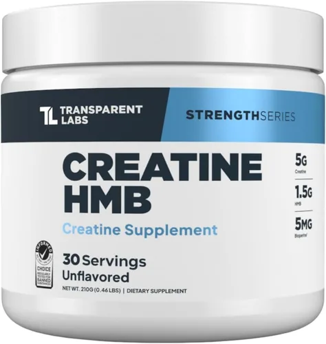 Miniatura 12 de Transparent Labs Creatine HMB - Monohidrato de creatina en polvo con HMB para crecimiento muscular, mayor fuerza, mayor producción de energía