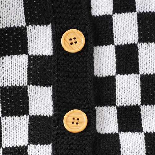 Miniatura 6 de SAYOO Mameluco de punto unisex para bebé, niña, niño, overol de punto a cuadros, de una pieza, suéter con botones