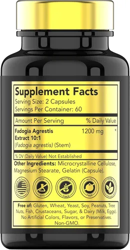 Miniatura 2 de Fadogia Agrestis: 1200 mg - 120 cápsulas Suplemento de extracto de Fadogia Agrestis ultra potente para hombres Energía, potencia, fuerza