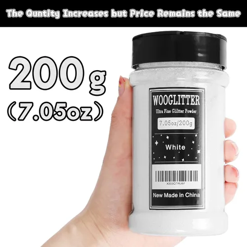 Miniatura 2 de Purpurina blanca ultrafina, 7.05 oz (200g), purpurina fina para manualidades de resina, uñas, vasos, slime, cosméticos y decoración de festivales