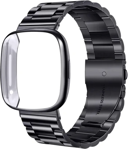Miniatura 2 de ZPJPPLX para Fitbit Versa 4/Sense 2, Correa de Muñeca de Acero Inoxidable Sólido con Funda de Reloj, para Versa 3/Sense Correas de Repuesto de Metal