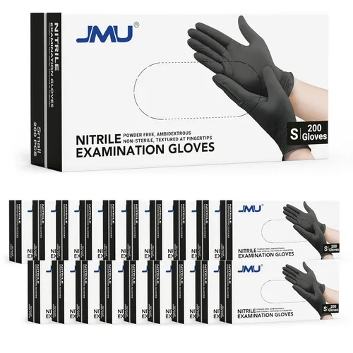 Miniatura 12 de JMU Guantes negros de nitrilo a granel mediano, caja de 1200, 3.5 mil, sin látex sin polvo