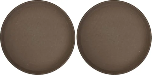 Miniatura 3 de Winco Bandeja de fibra de vidrio premium de 26" x 22", antideslizante, marrón, ovalada