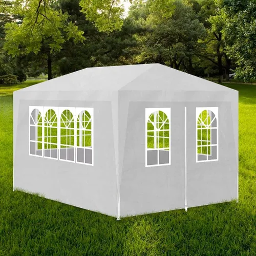 Miniatura 15 de Toldo desplegable, toldo con paredes laterales, kiosco para parrilla, tienda de campaña de 9 pies 10 pulgadas x 9 pies 10 pulgadas, color blanco