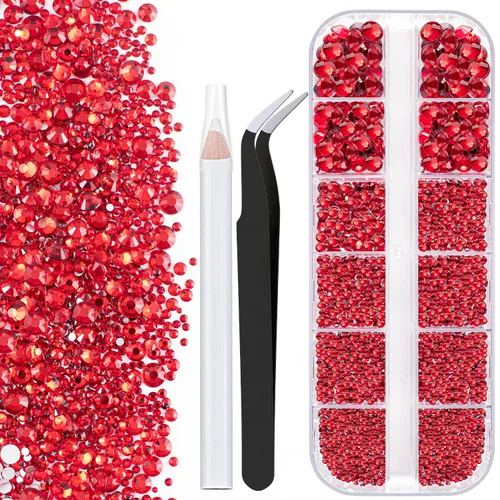 Miniatura 19 de Dos paquetes de diamantes de imitación de parte trasera plana, 4520 piezas, diamantes de imitación coloridos para uñas, multicolor + AB + gemas