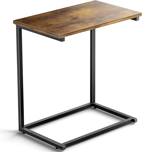Pipishell - Mesa auxiliar en forma de C de 27 pulgadas de alto, mesa lateral para sofá deslizable debajo, mesa de sofá en forma de C para sala de