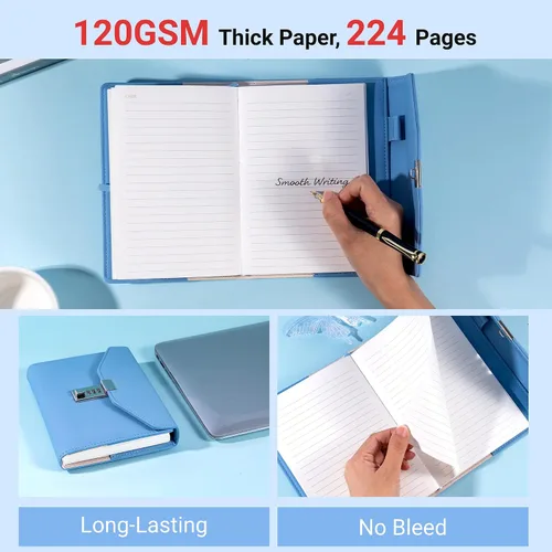 Miniatura 3 de Diario CAGIE con cerradura para mujeres, regalos de diario de privacidad de envoltura completa para niñas, cuaderno de línea gruesa de 224 páginas