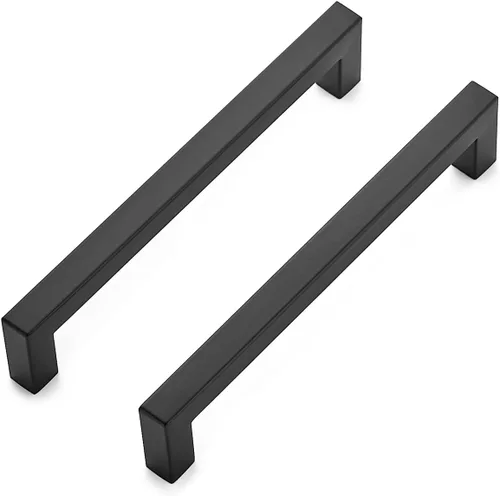 Miniatura 11 de Ravinte Paquete de 5 manijas cuadradas de latón cepillado para cajones de cocina de 6-1/4 pulgadas, tiradores de acero inoxidable para cajones
