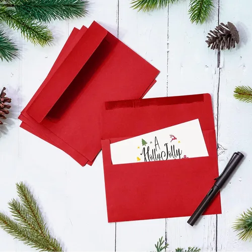 Miniatura 3 de Sobres de invitación, paquete de 100 sobres de 5 x 7 pulgadas, sobres A7 para invitaciones, rojo, 5 1/4 x 7 1/4 pulgadas