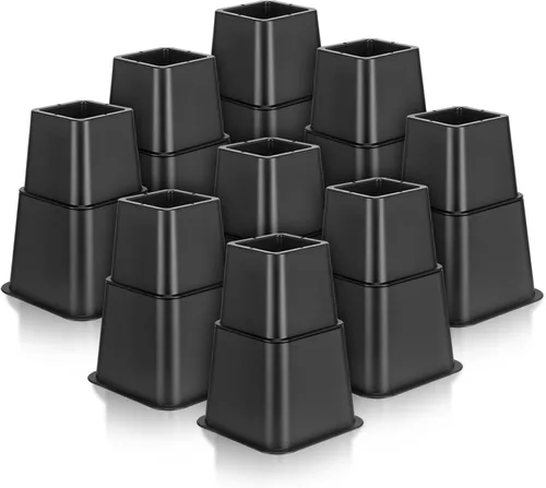 Miniatura 8 de Paquete de 6 elevadores de cama ajustables de 3 y 5 pulgadas apilables o de 8 pulgadas combinados de 8 pulgadas para sofá, patas de escritorio