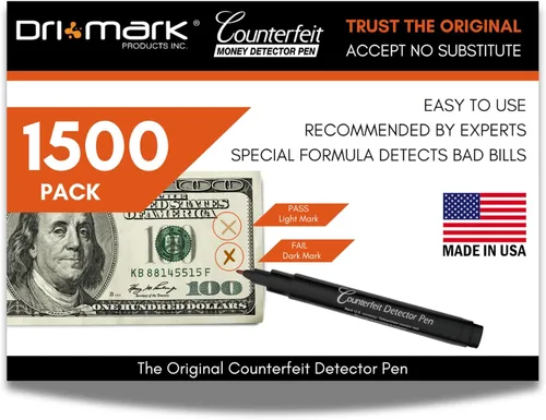 Miniatura 10 de Dri Mark CFD50PK - Marcador detector de billetes falsificados, fabricado en los Estados Unidos, 50