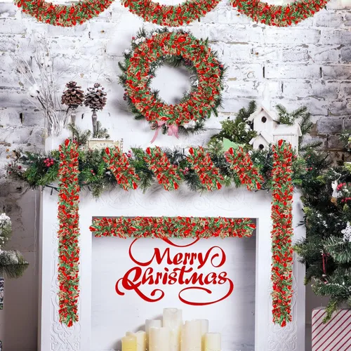 Miniatura 6 de Guirnalda de Oropel de Navidad de 50 Pies, Guirnalda de Oropel Gruesa, Decoraciones para Árbol de Navidad, Guirnalda Metálica Trenzada de Oropel Mix3