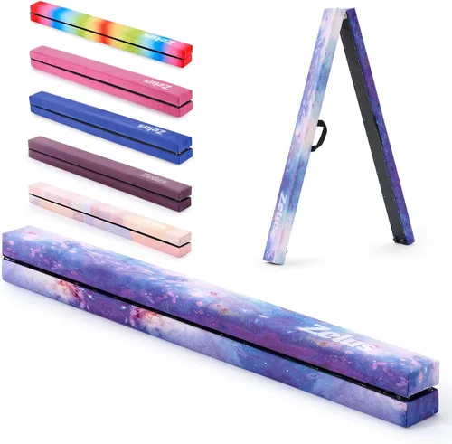 Miniatura 12 de ZELUS Viga de Equilibrio de Gimnasia Plegable de 8', Viga de Equilibrio de Suelo con Asas de Transporte, Base Antideslizante para Niños
