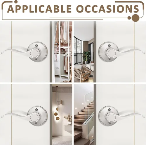 Miniatura 6 de Probrico - Paquete de 2 manijas de puerta decorativas para puertas con apertura a la izquierda y derecha, estilo ondulado, con acabado de níquel