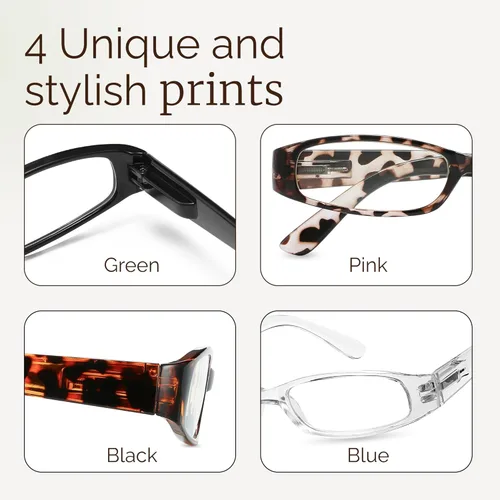 Miniatura 6 de Gaoye Paquete de 4 Lentes de Lectura para Mujer, Lentes de Lectura con Bloqueo de Luz Azul, Elegantes Lentes de Lectura para Mujer en 4 Patrones