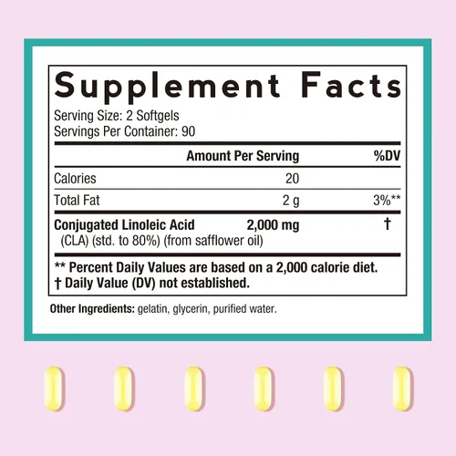 Miniatura 2 de Doctor's Recipes CLA Supplements 2000 mg, 180 cápsulas blandas, 80% ácido linoleico conjugado de aceite de cártamo, para mujeres y hombres,