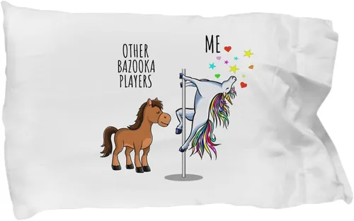 Funda de almohada de unicornio Bazooka, regalo divertido para mujeres músicos, sus otros jugadores, yo, lindo regalo mágico de cumpleaños, broma con