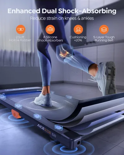 Miniatura 2 de ACEZOE Caminadora con 10% de inclinación, caminadora para debajo del escritorio, cintas de correr portátiles compactas para oficina en casa
