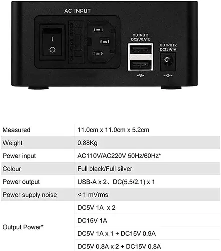 Miniatura 2 de Topping Fuente de alimentación lineal P50 - 5V 1A y 15V 1A de ruido ultra bajo para audio HiFi Topping D50III/DX3 Pro+/E50/A50III Negro