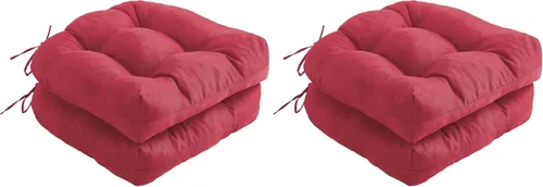 Miniatura 14 de IPYNBAP Juego de 2 cojines para sillas de exterior, cojines para sillas de patio con lazos, 17x17+4" cojines de asiento acolchados para exteriores