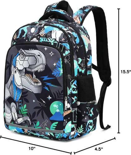 Miniatura 10 de CAMTOP Mochila infantil para escuela, niños y niñas, preescolar y primaria, Dinosaurio, Compacto