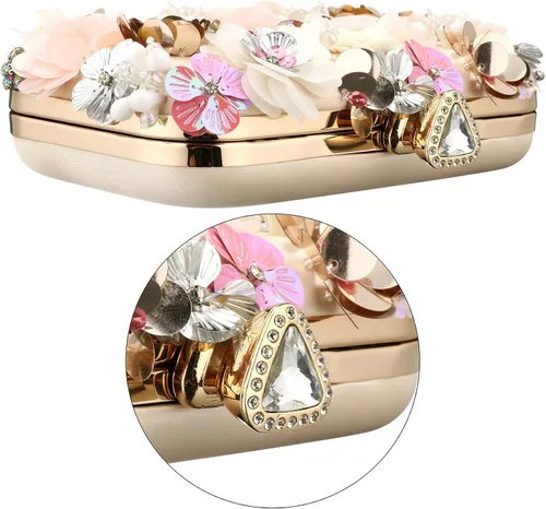 Miniatura 2 de Rkrouco Bolso de mano floral para mujer bolso de mano de flores coloridas con diamantes de imitación de metal