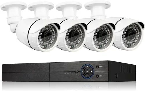 Eversecu Sistema de cámara de seguridad para el hogar 4Ch, DVR 1080P y 4 cámaras HD resistentes a la intemperie, visión nocturna, alerta de