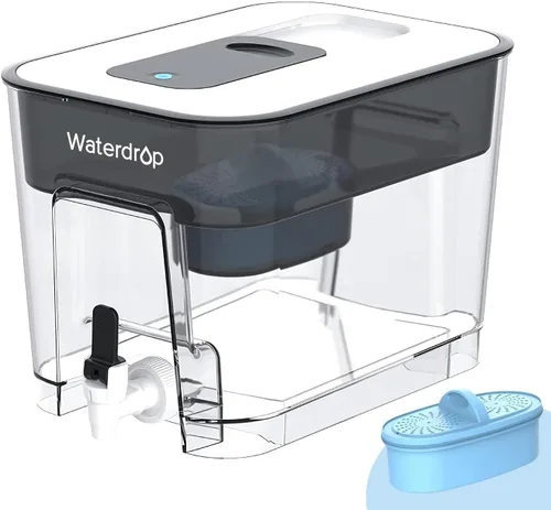 Waterdrop Dispensador de filtro de agua alcalina, grande de 40 tazas, saludable, limpia y libre de toxinas, agua alcalina mineralizada, 100 galones,