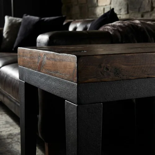 Miniatura 9 de Cortesi Home Omaha - Mesa auxiliar en madera maciza y meta, 22 pulgadas de alto, marrón oscuro
