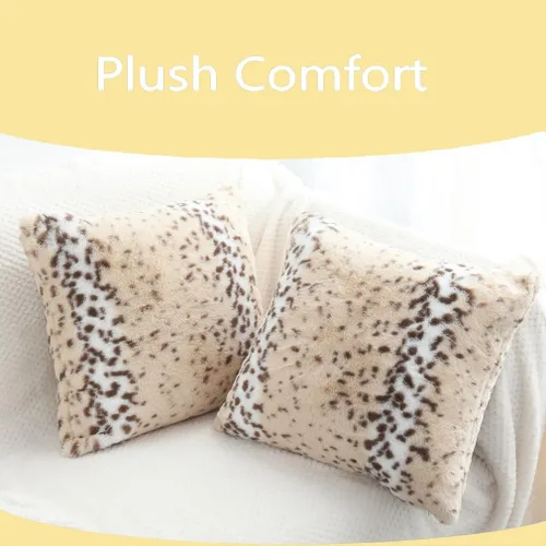 Miniatura 4 de Fundas de almohada esponjosas con estampado de leopardo de nieve y guepardo, fundas de cojín de piel de animal esponjosa, fundas de almohada