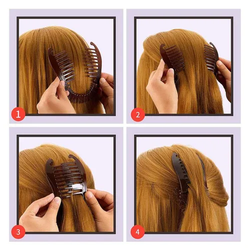 Miniatura 4 de 3 peines alargados de plástico entrelazados para el cabello, pinzas para el cabello de dos lados, accesorios para el cabello para cola de caballo